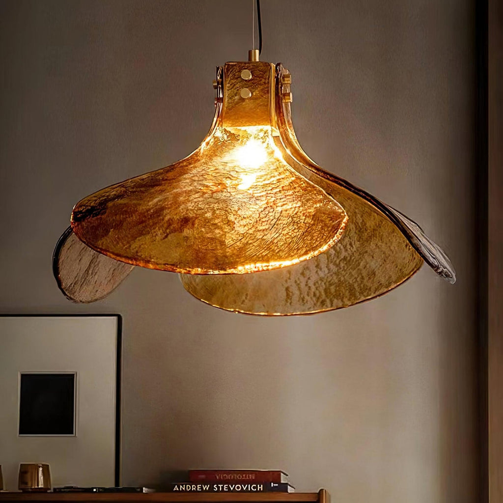Amber Petal Glass Pendant Light