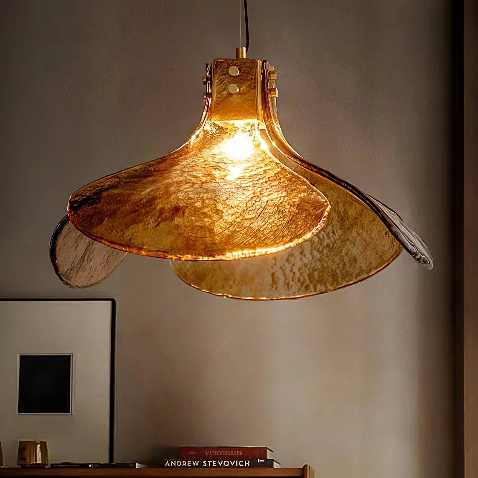 Amber Petal Glass Pendant Light