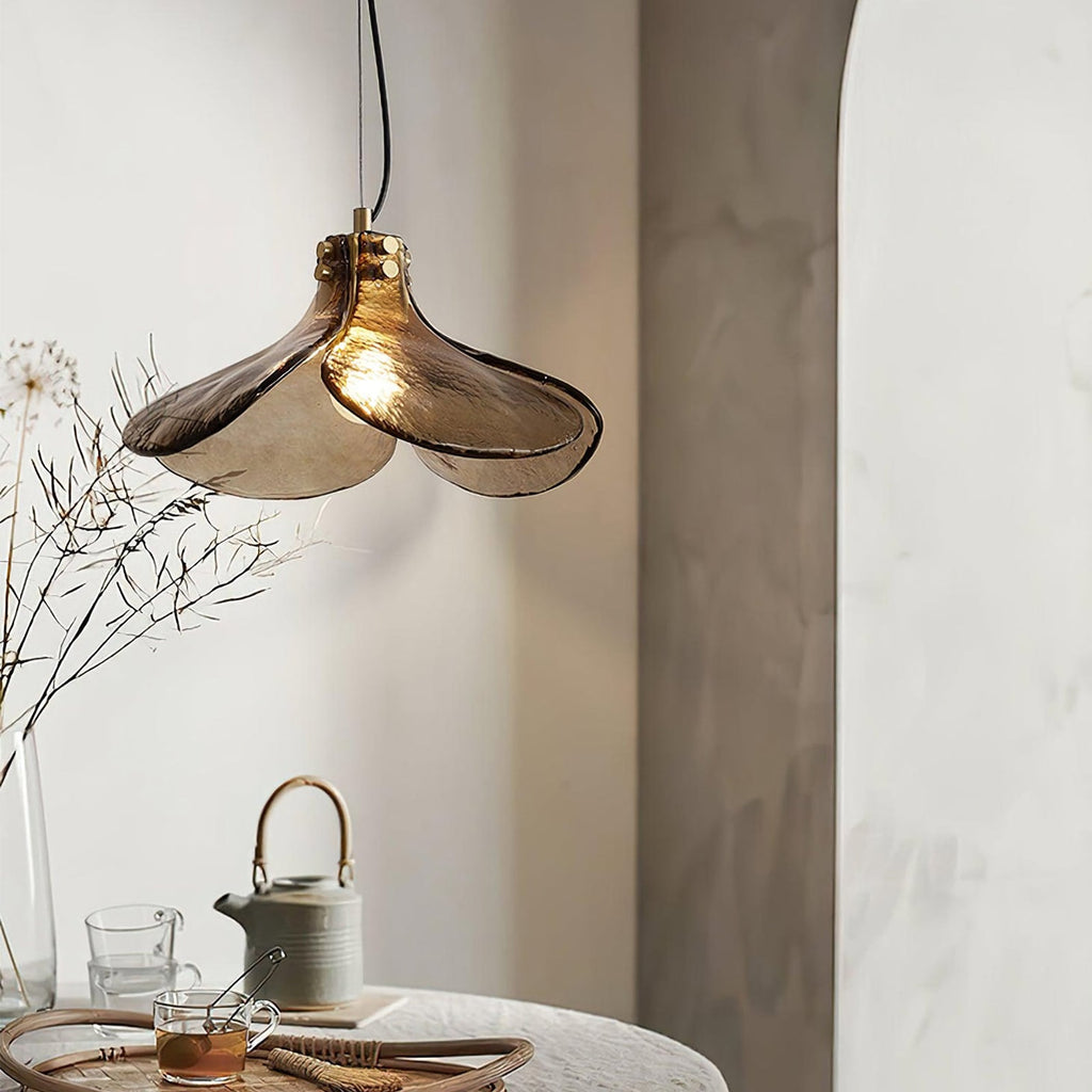 Amber Petal Glass Pendant Light
