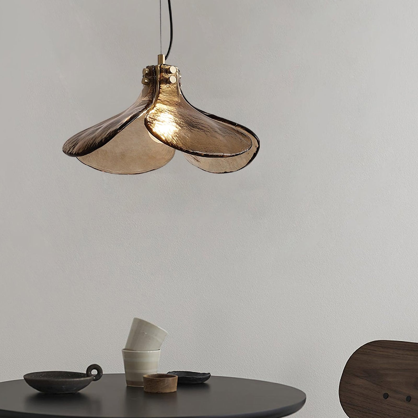 Amber Petal Glass Pendant Light