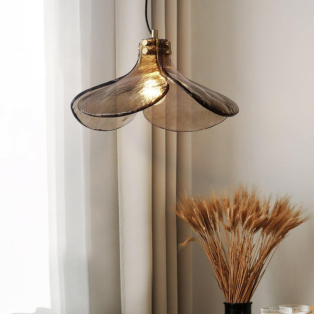 Amber Petal Glass Pendant Light