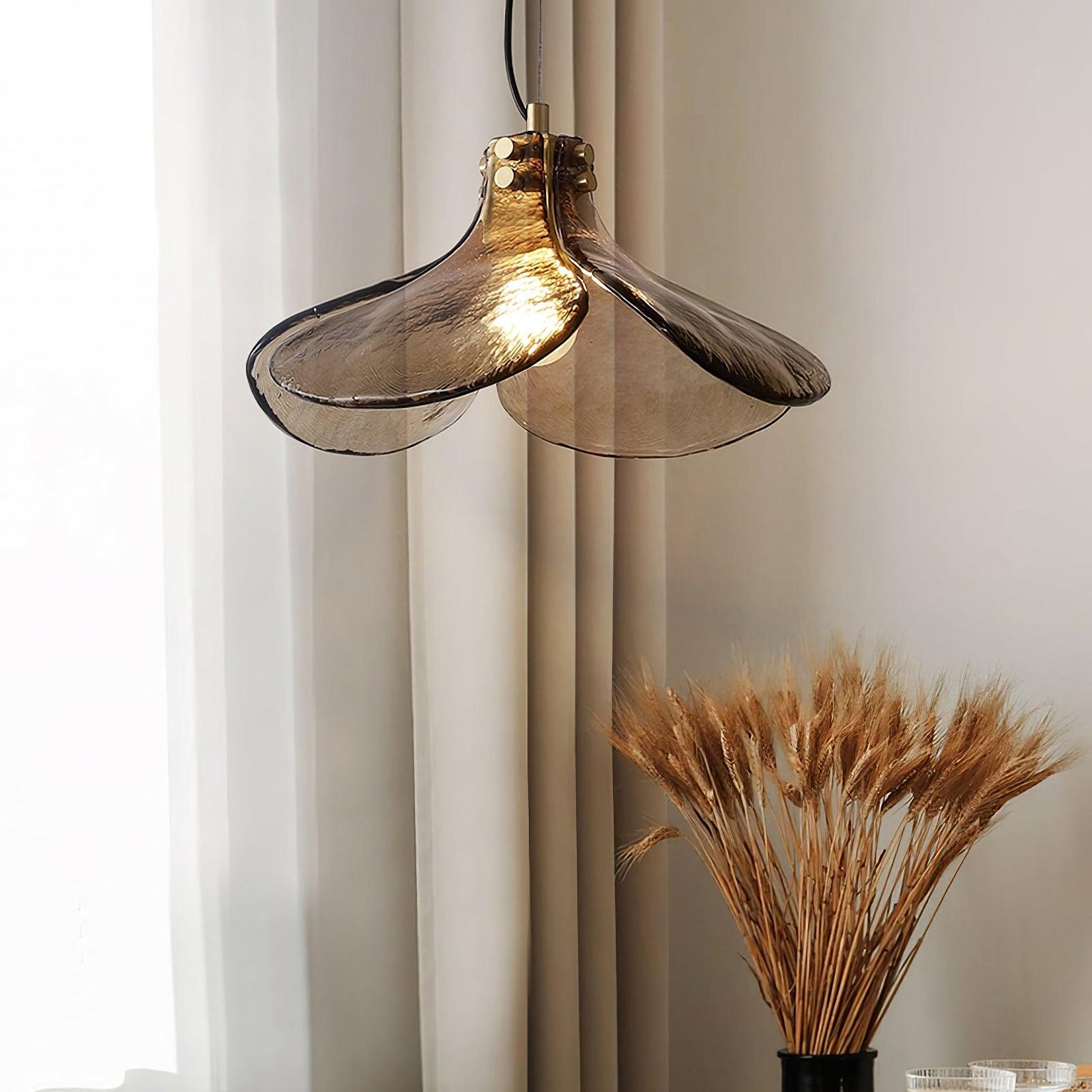 Amber Petal Glass Pendant Light