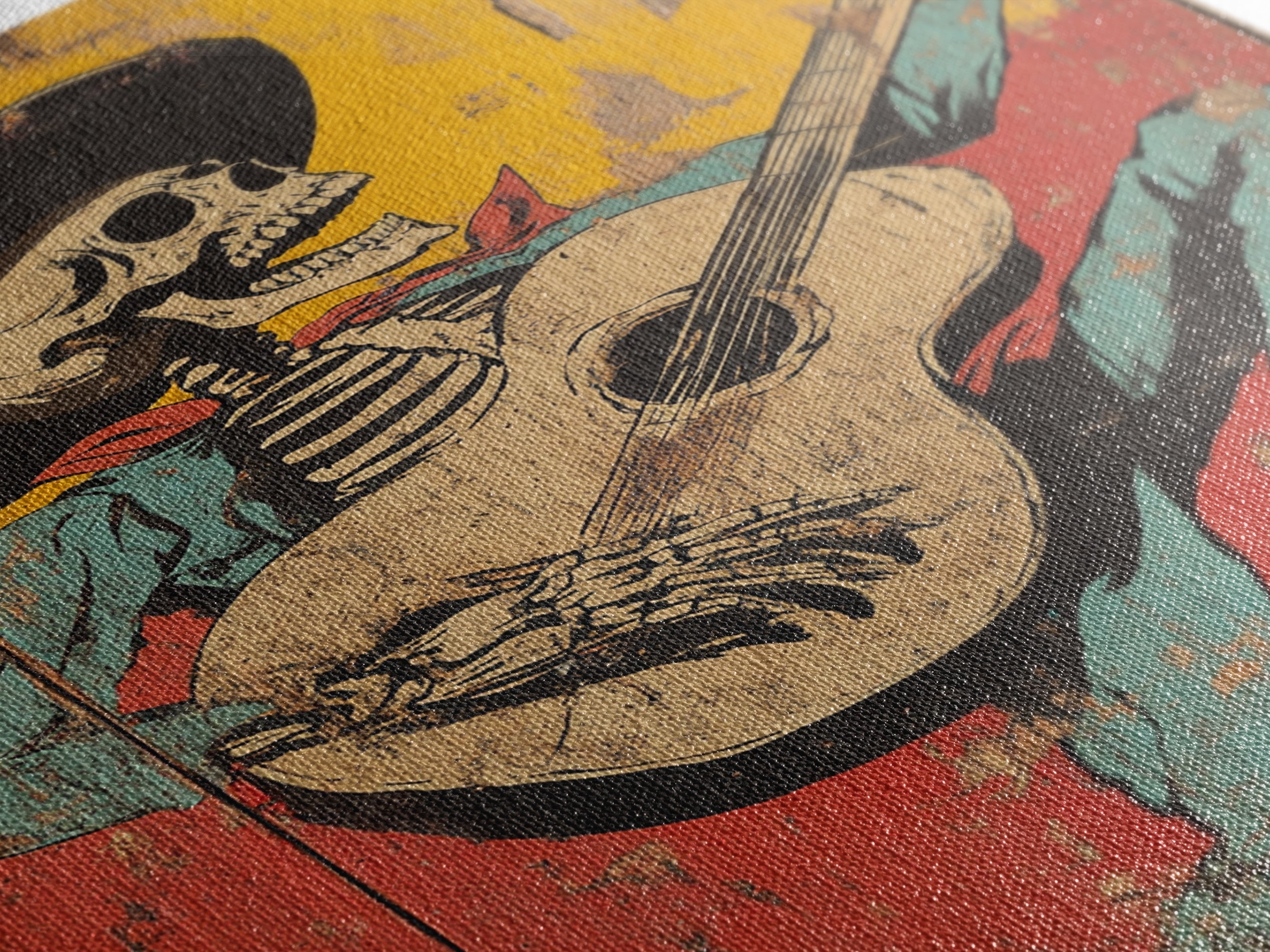 Haunted Skeleton Vaquero Cowboy Framed Canvas Print, Chicano Art, Mexican Home Decor, Mexican Wall Art