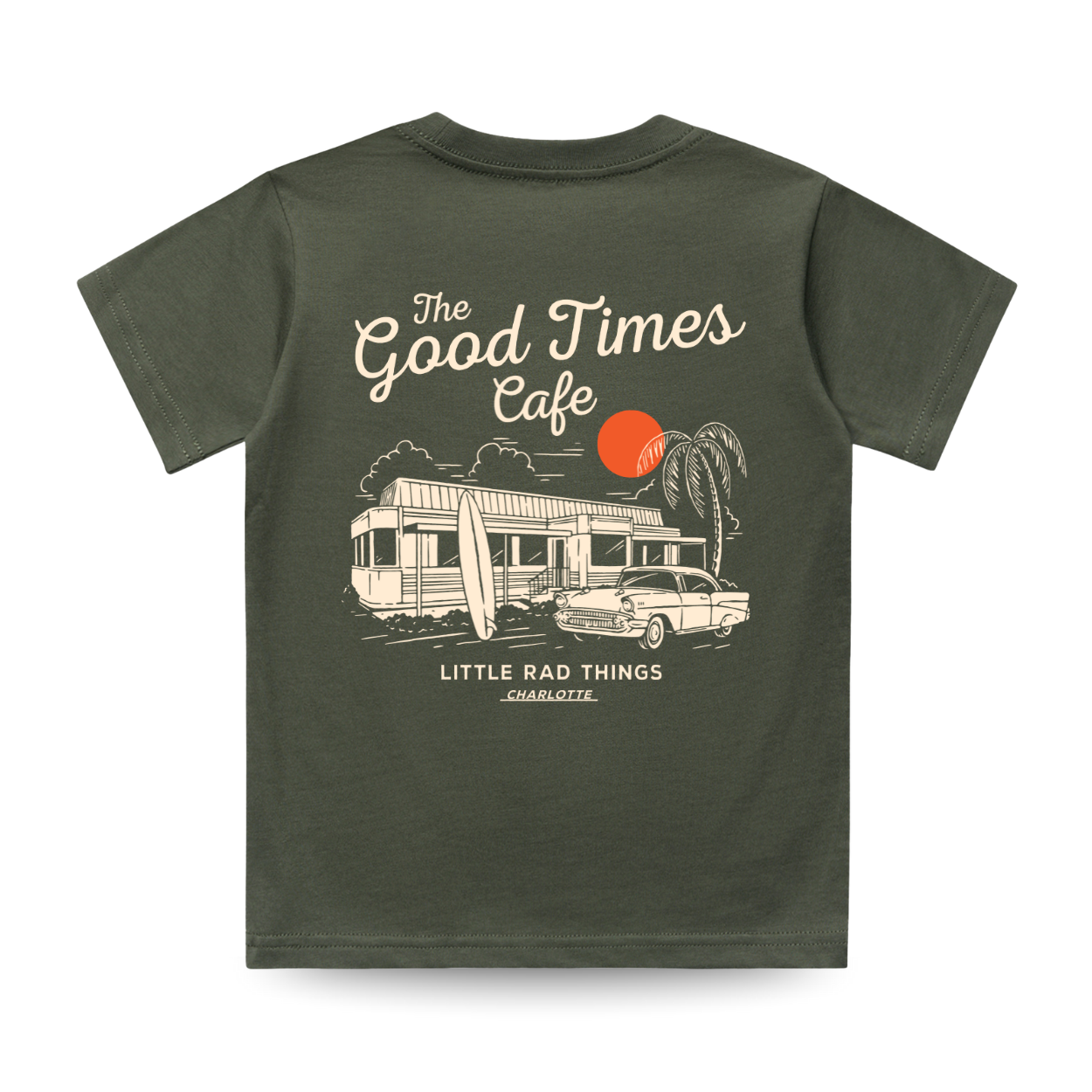 THE GOOD TIMES CAFE TEE - OLIVE
