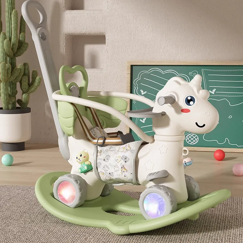 Premium Baby Rocking Horse Stroller - 2-in-1 Ride-On Toy & Push Cart for Toddlers 6 Months to 3 Years
