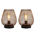 Set of 2 Metal Cage LED Battery Powered Lamp