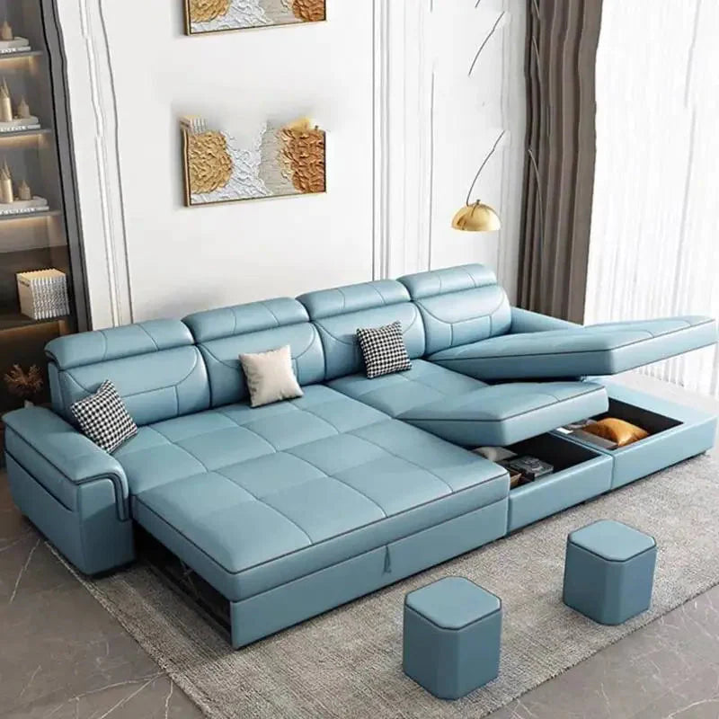🌊 The Sorrento Modular Lounge – Waterproof Nordic Leather Couch - Foldable Sofa Bed with Hidden Storage ✨