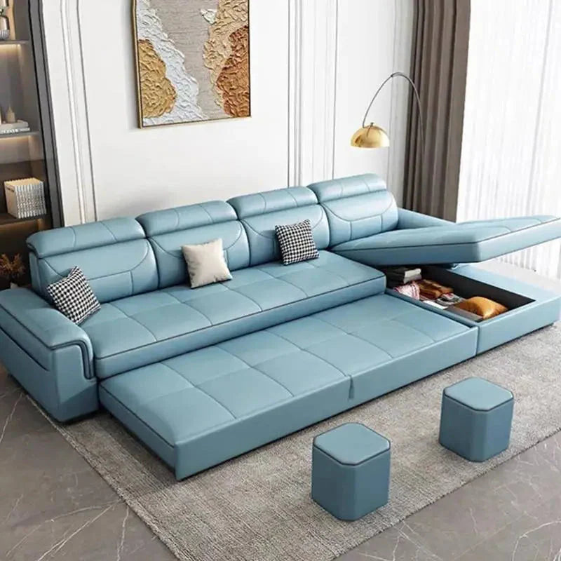 🌊 The Sorrento Modular Lounge – Waterproof Nordic Leather Couch - Foldable Sofa Bed with Hidden Storage ✨