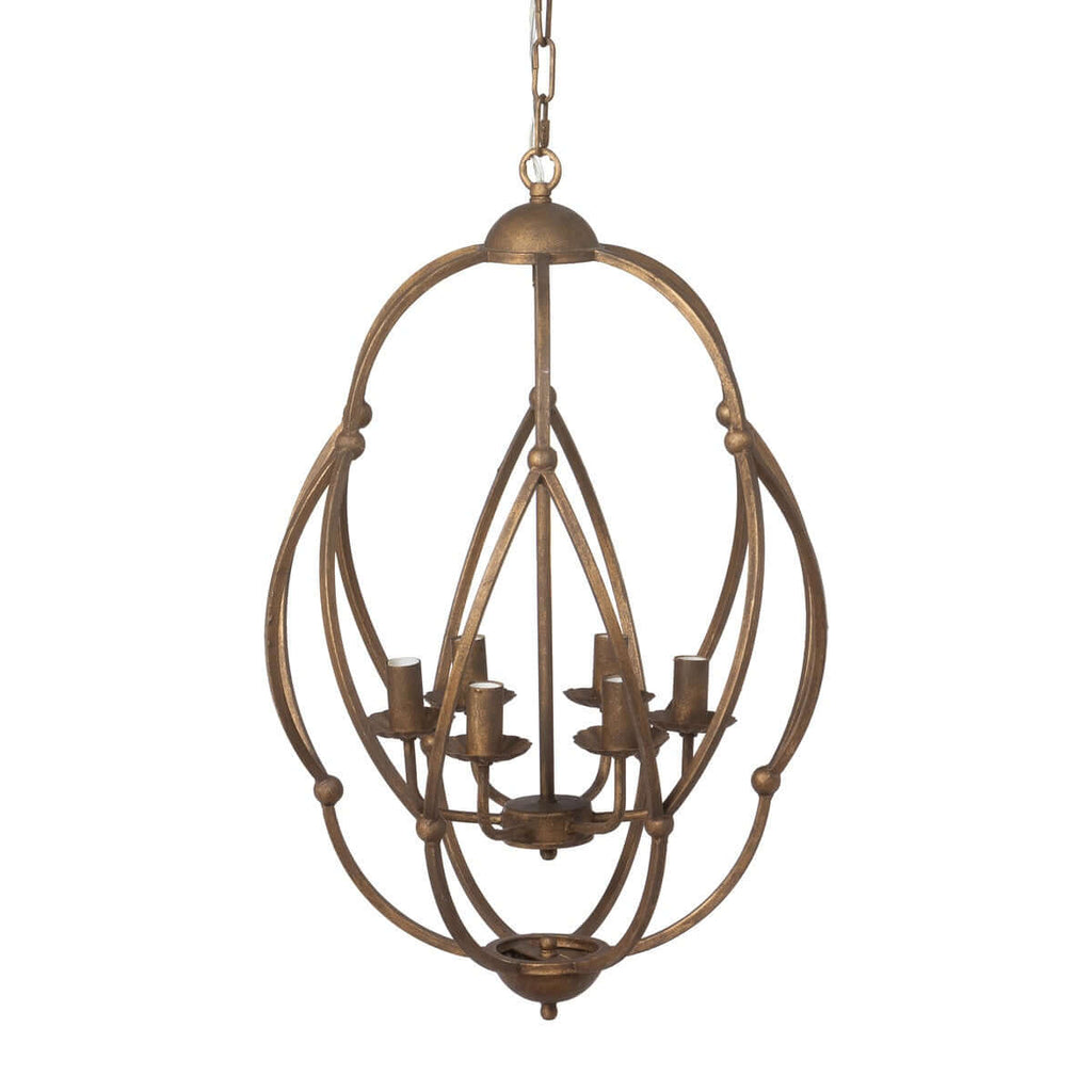 Antique Bronze Iron Chandelier with Gold Finish