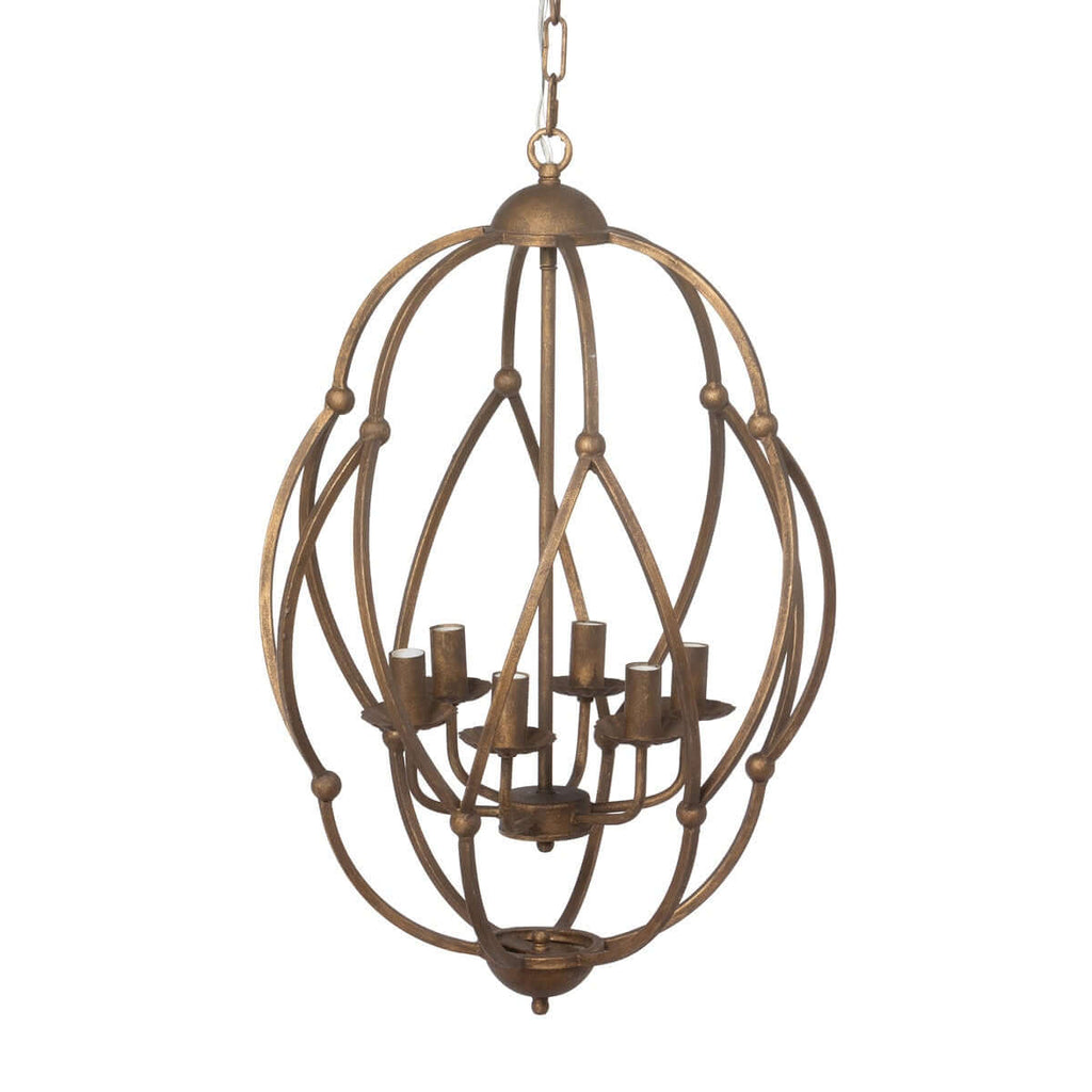 Antique Bronze Iron Chandelier with Gold Finish