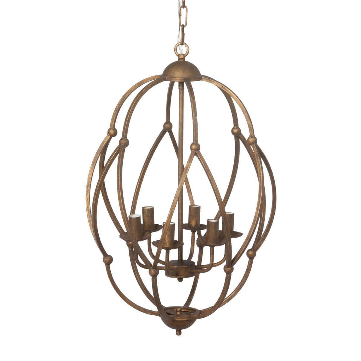 Antique Bronze Iron Chandelier with Gold Finish