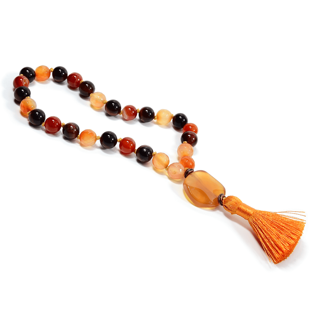 Sacral Chakra Meditation Mala – 27 Beads of Carnelian & Red Tiger Eye