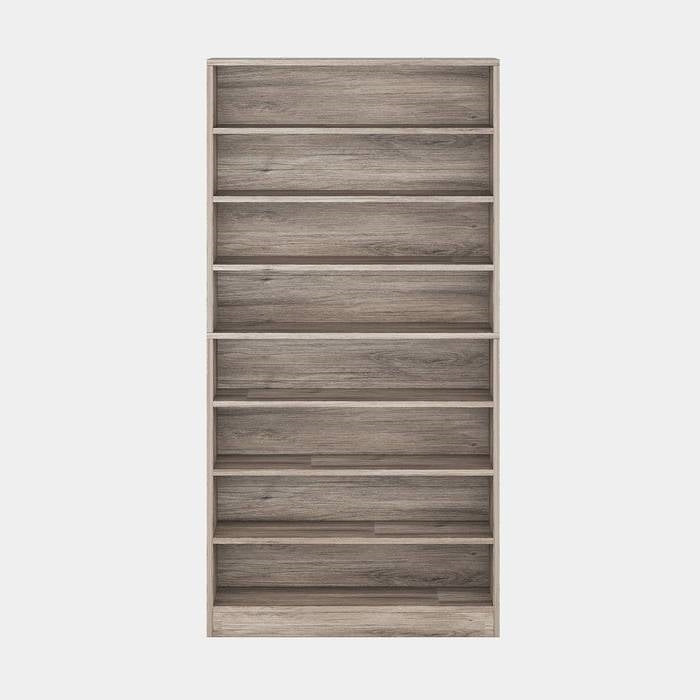 8-Shelf Shoe Rack Storage Cabinet in Grey Wood Finish - Holds Up To 45 Pairs