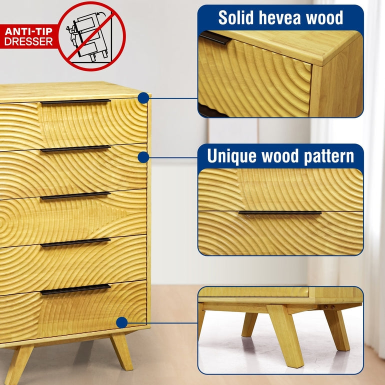 Acacia Harmony Dresser with 5 Drawers for Stylish Storage Solutions