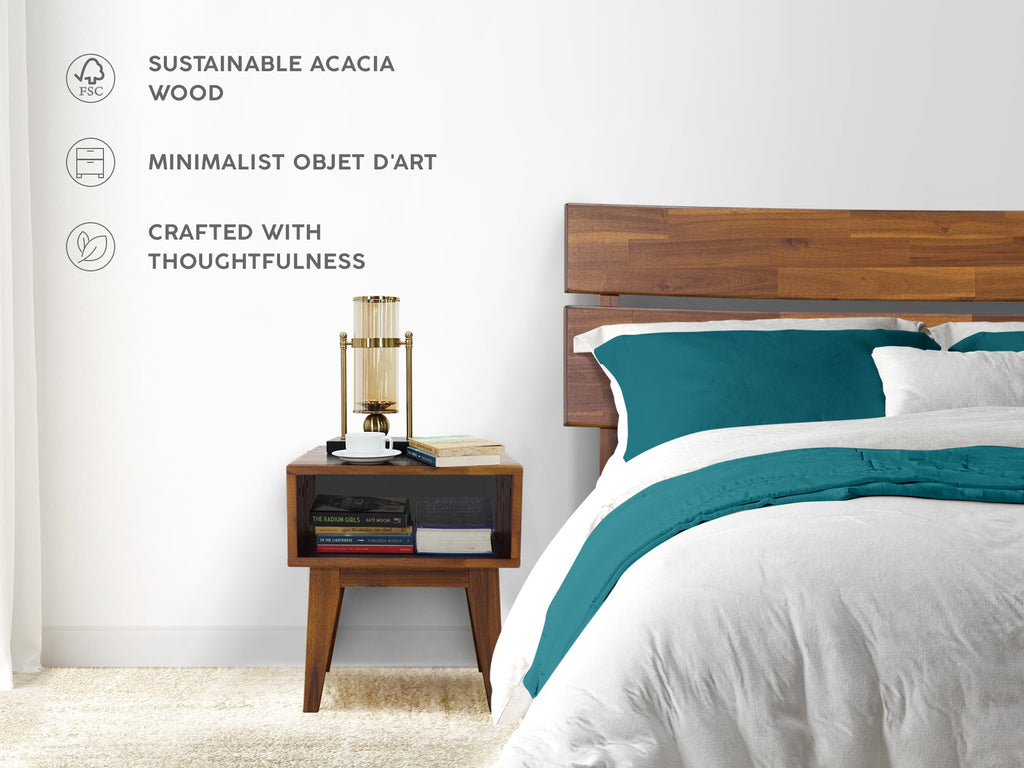 Acacia Aurora Bed Frame & Nightstand Set for Stylish Bedrooms