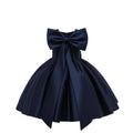 3-4T Baby Girl Big Bowknot Birthday Pageant Dress-Toddler Party Tutu Gown Baptism Dresses - Navy Blue 100 - # GIAA211710030