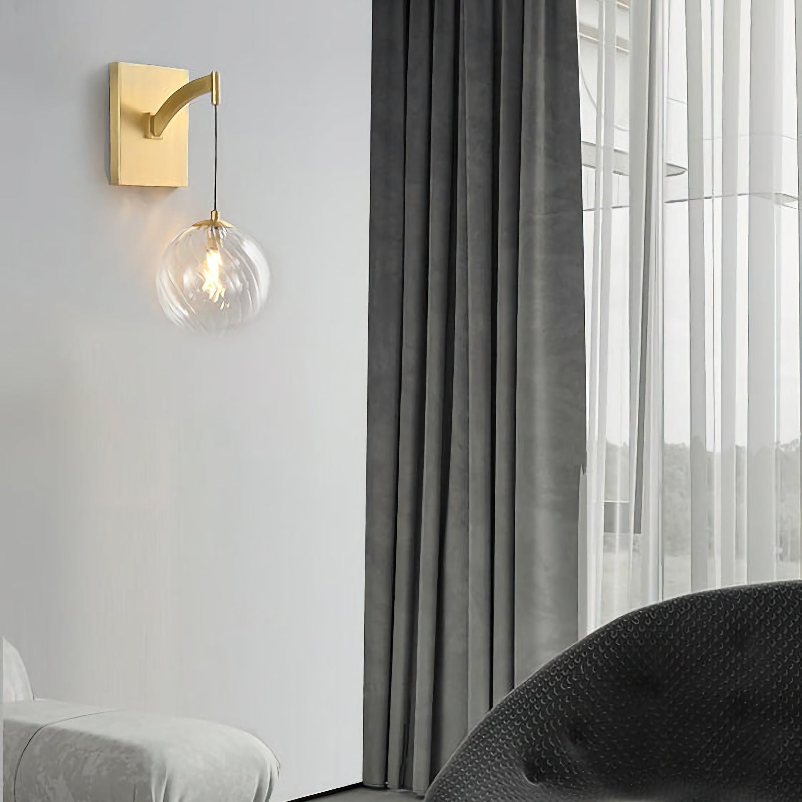 Golden Globe Glass Wall Lamp