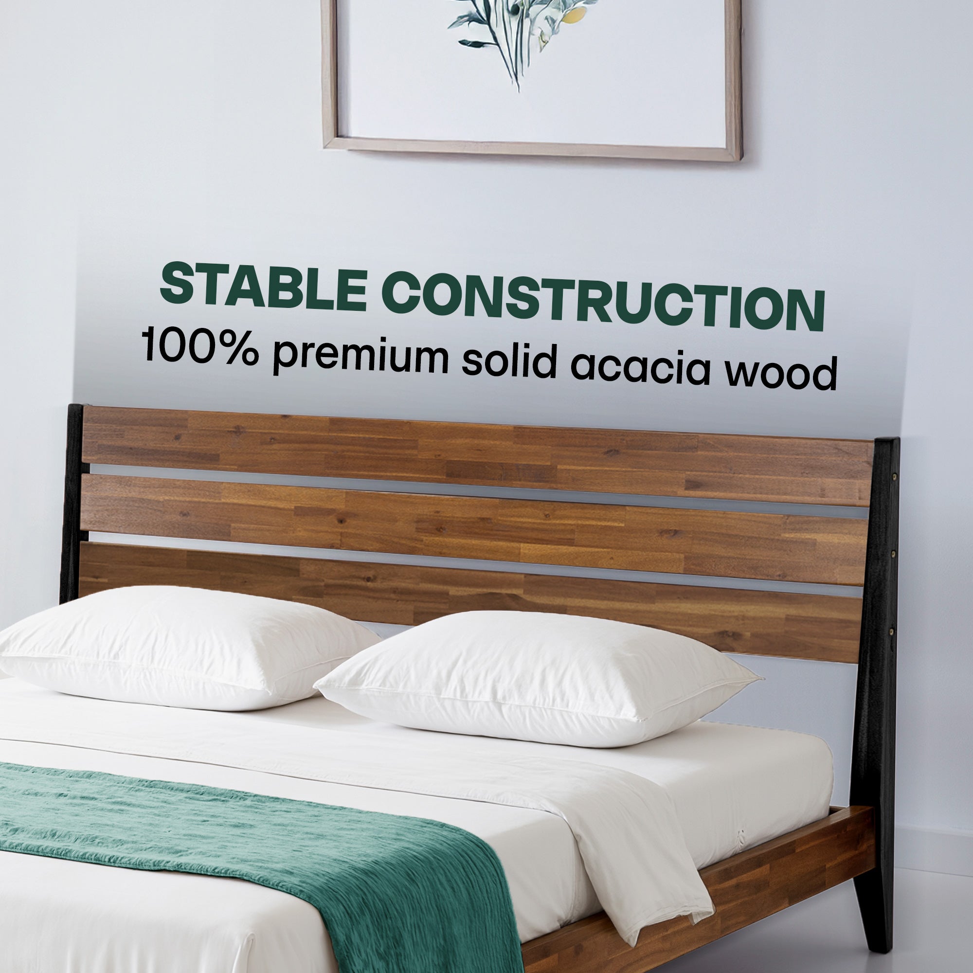 Acacia Emery Solid Wood Bed Frame - Stylish and Durable Acacia Wood Design for Your Bedroom