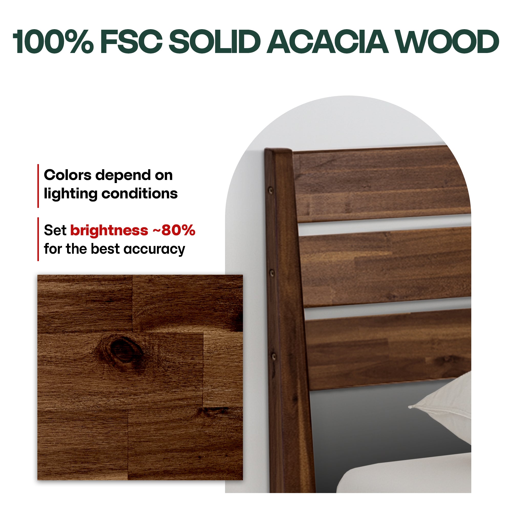 Acacia Emery Solid Wood Bed Frame - Stylish and Durable Acacia Wood Design for Your Bedroom