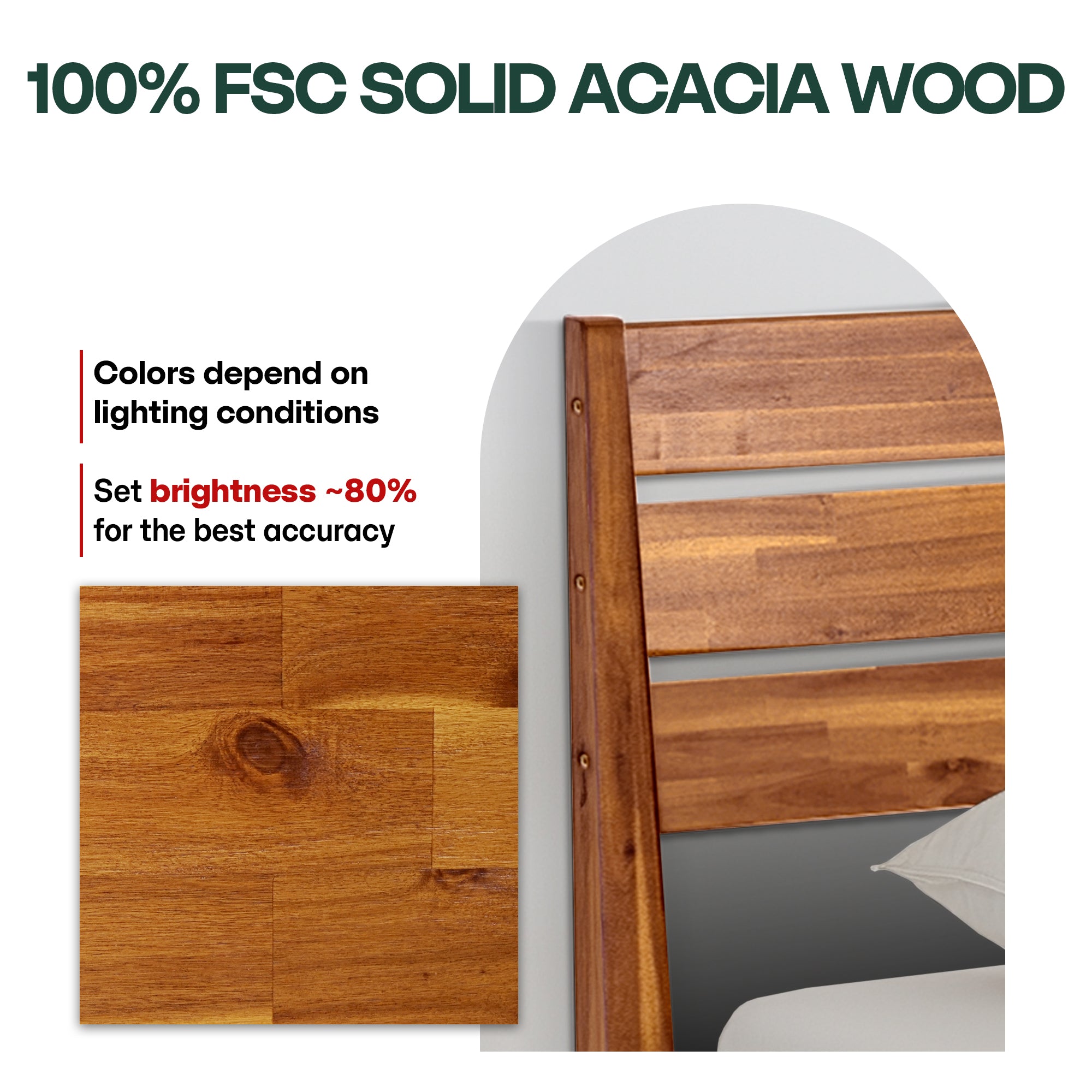 Acacia Emery Solid Wood Bed Frame - Stylish and Durable Acacia Wood Design for Your Bedroom