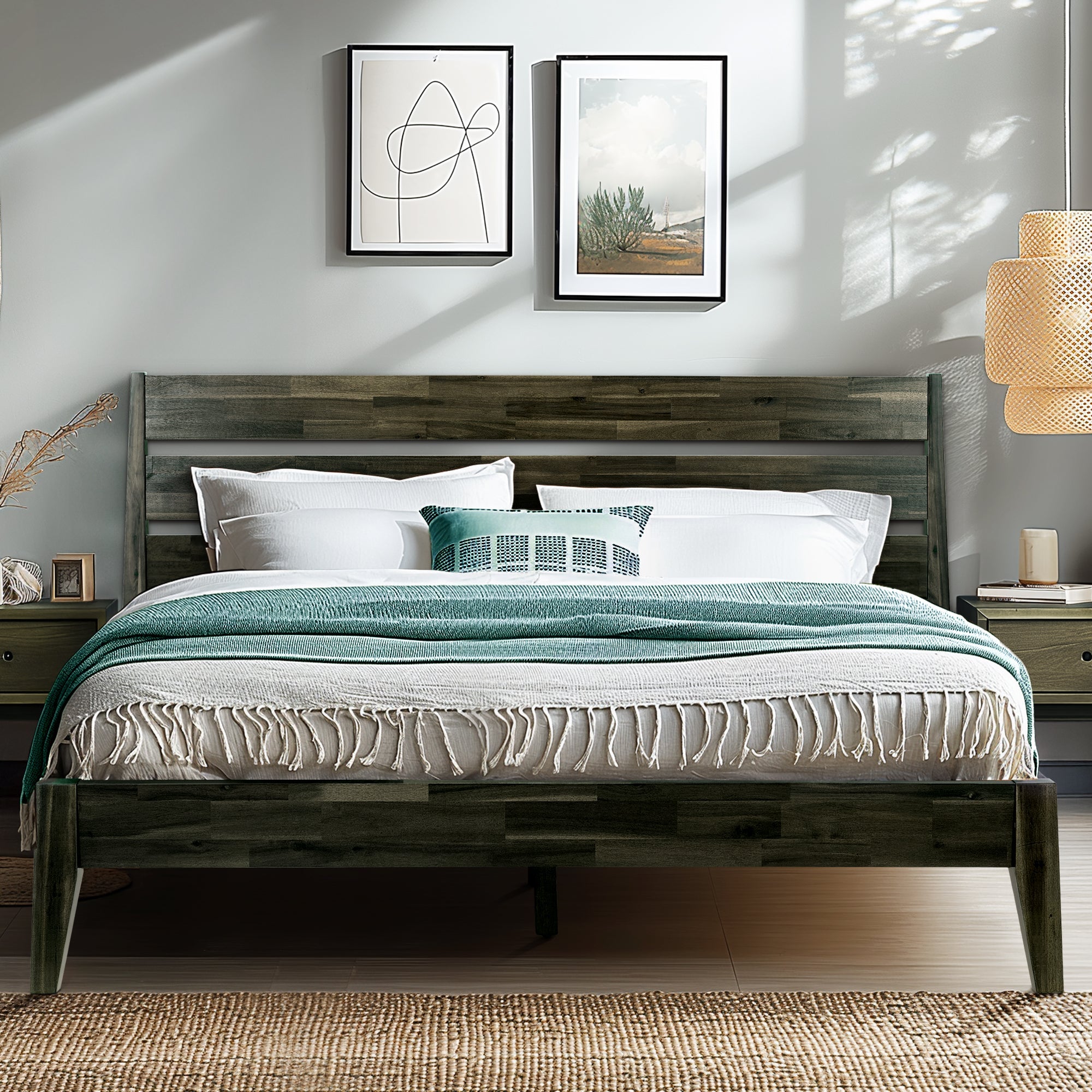 Acacia Emery Solid Wood Bed Frame - Stylish and Durable Acacia Wood Design for Your Bedroom
