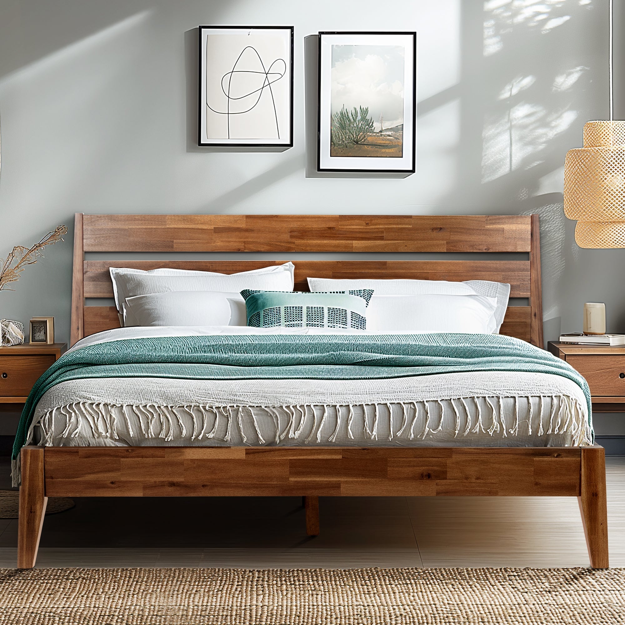 Acacia Emery Solid Wood Bed Frame - Stylish and Durable Acacia Wood Design for Your Bedroom