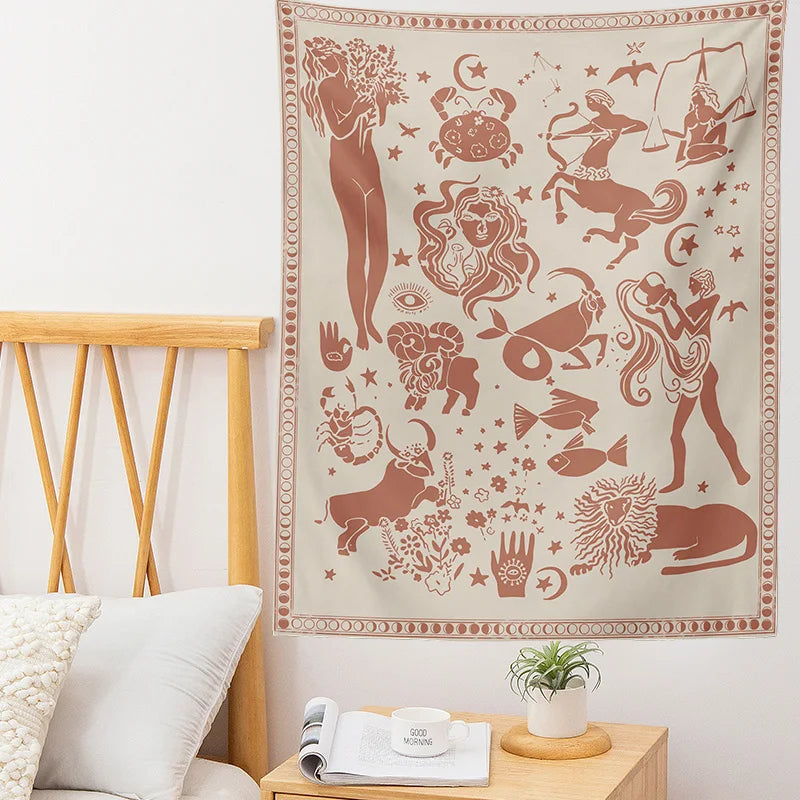 DecorBites™ Constellation Tarot Boho Tapestry Wall Hanging Trippy Sun Moon Decor