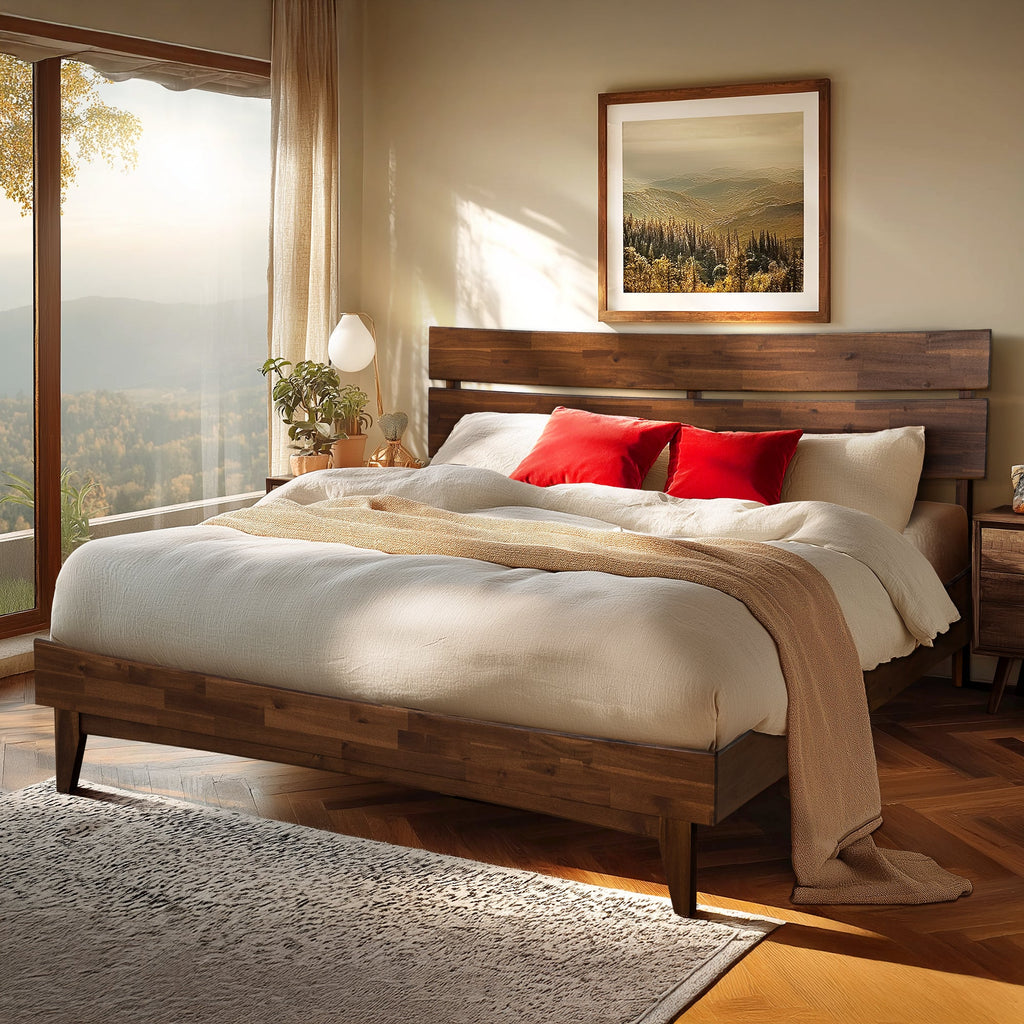 Acacia Solid Wood Bed Frame - Aurora Style for a Stylish Bedroom
