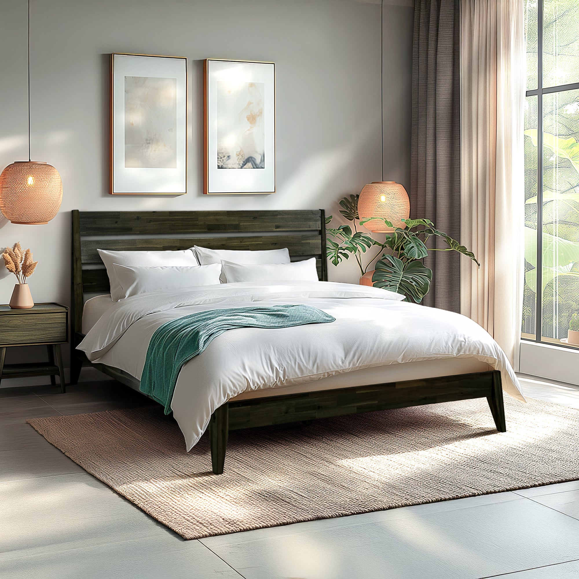 Acacia Emery Solid Wood Bed Frame - Stylish and Durable Acacia Wood Design for Your Bedroom