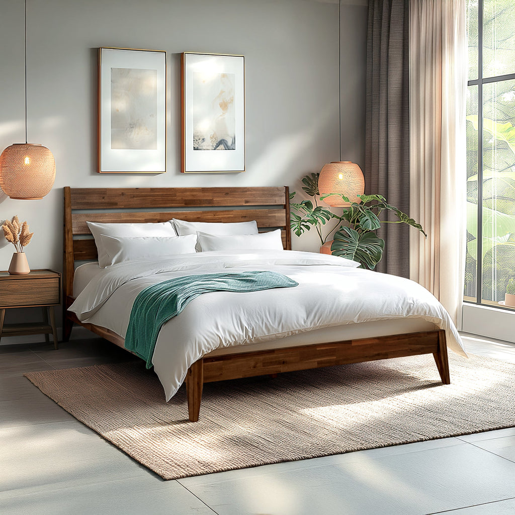 Acacia Emery Solid Wood Bed Frame - Stylish and Durable Acacia Wood Design for Your Bedroom