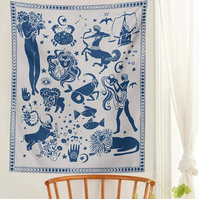 DecorBites™ Constellation Tarot Boho Tapestry Wall Hanging Trippy Sun Moon Decor