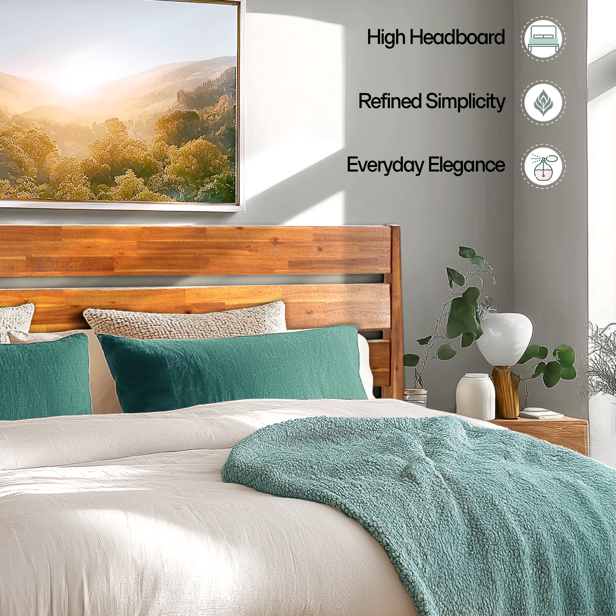 Acacia Emery Solid Wood Bed Frame - Stylish and Durable Acacia Wood Design for Your Bedroom