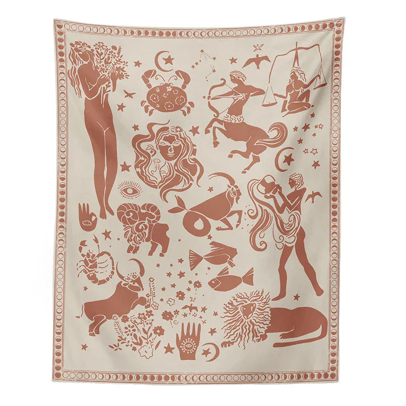 DecorBites™ Constellation Tarot Boho Tapestry Wall Hanging Trippy Sun Moon Decor