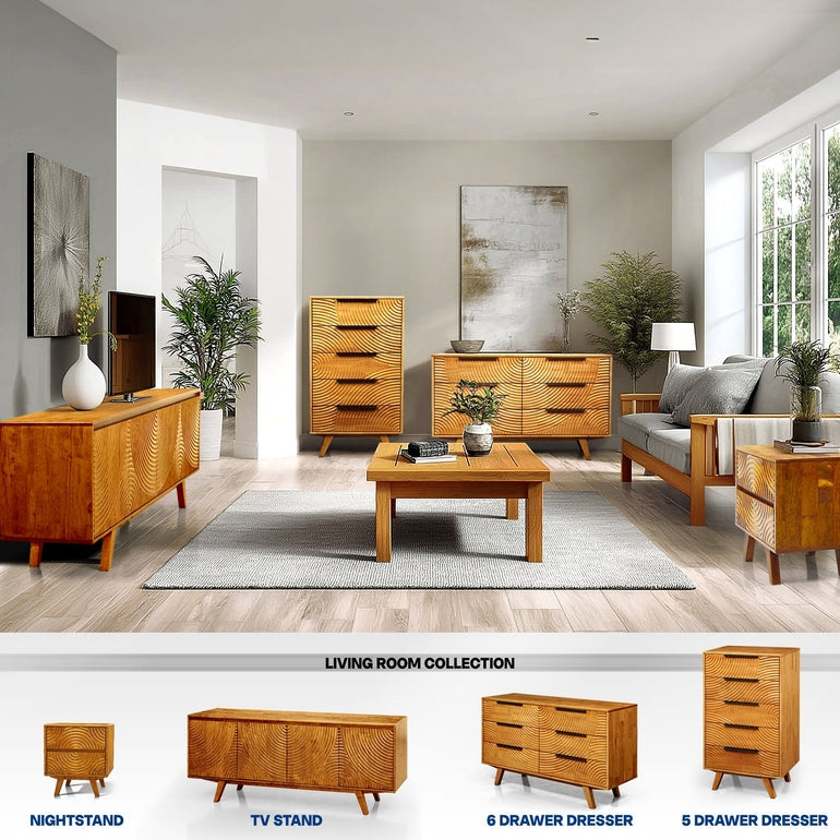 Acacia Harmony Dresser with 6 Drawers for Stylish Storage