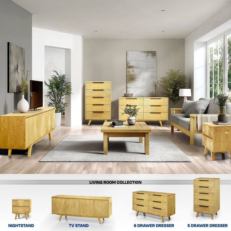 Acacia Harmony Dresser with 6 Drawers for Stylish Storage