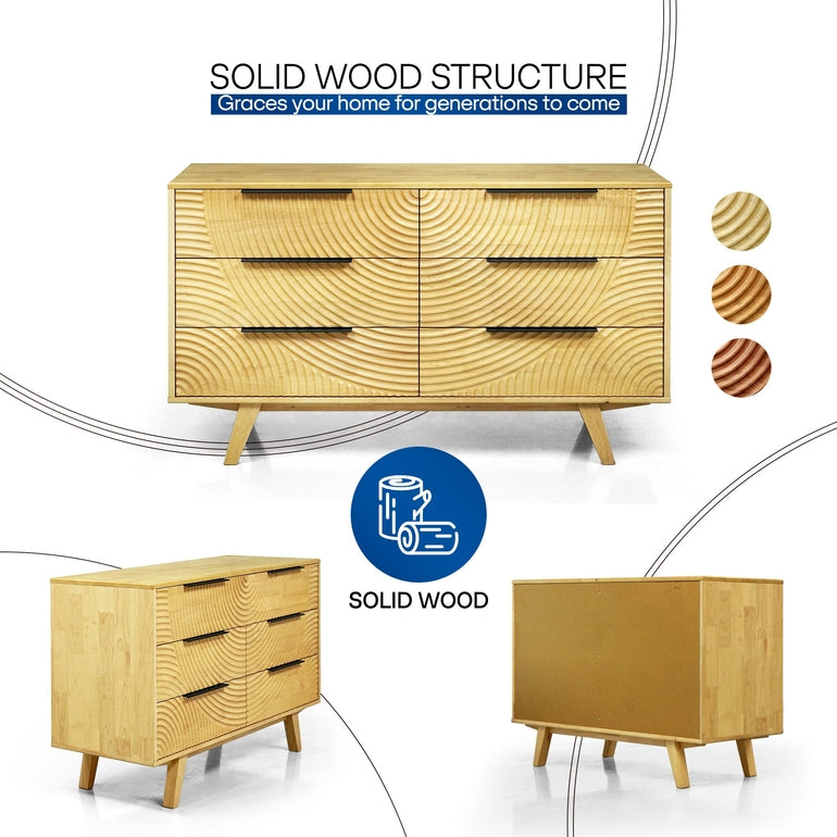 Acacia Harmony Dresser with 6 Drawers for Stylish Storage