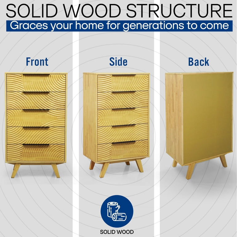 Acacia Harmony Dresser with 5 Drawers for Stylish Storage Solutions