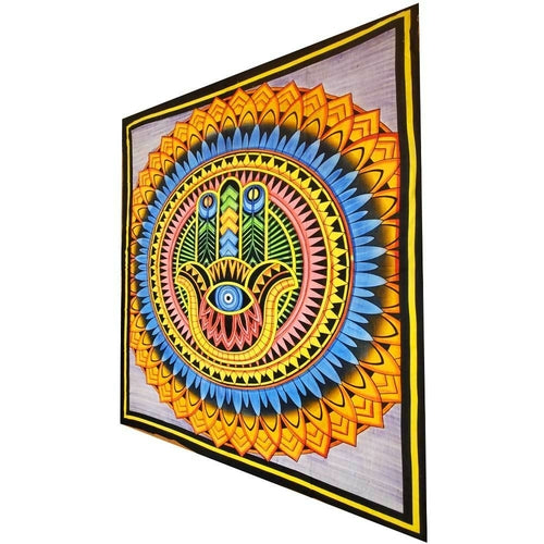 Hand Of Fatima Cotton Tapestry 90x80 Inch Wall Art Decor