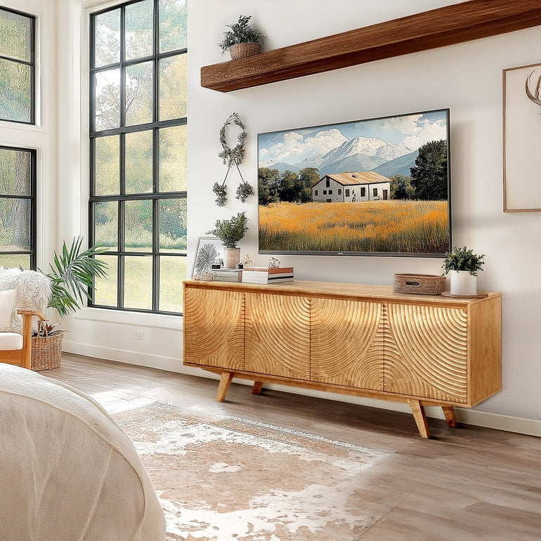 Acacia Harmony TV Stand with Storage for TVs up to 80 Inches