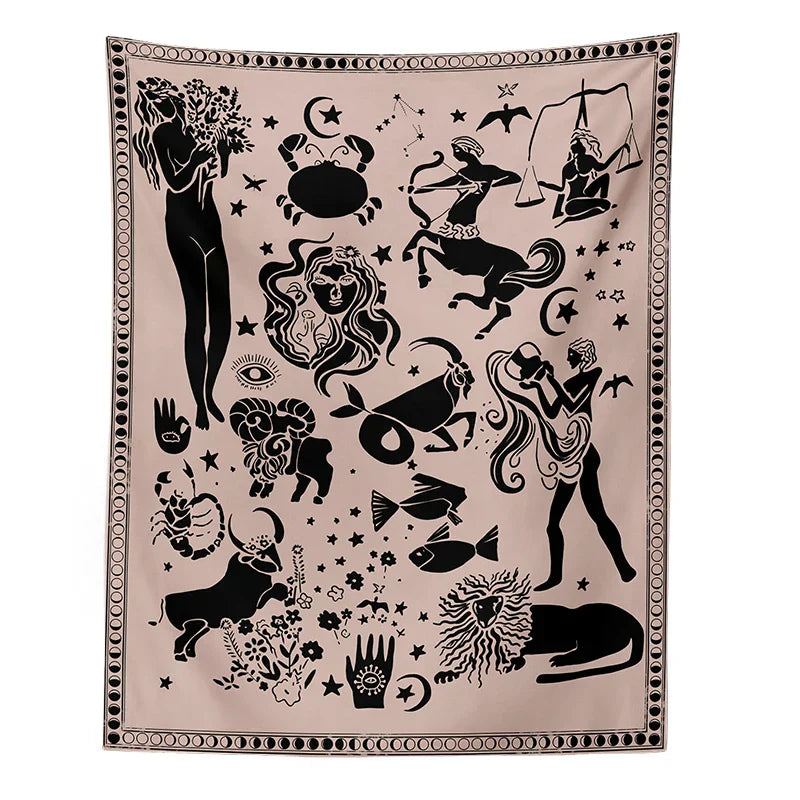 DecorBites™ Constellation Tarot Boho Tapestry Wall Hanging Trippy Sun Moon Decor