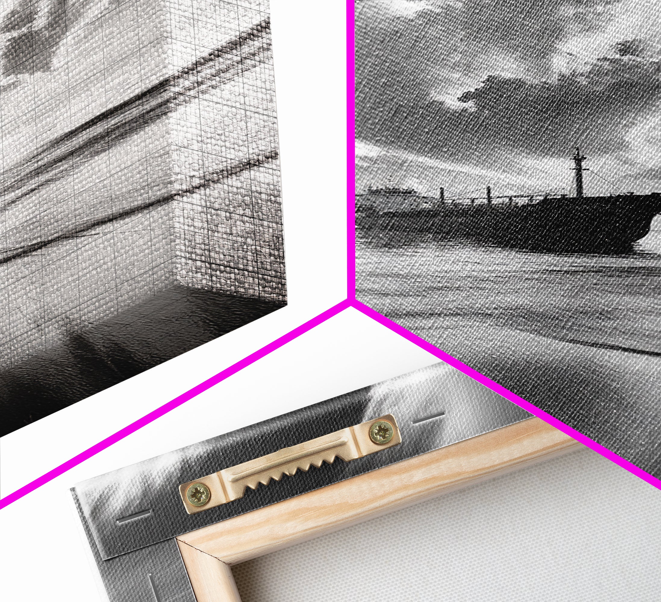 Stormy Sky Ship, Dramatic Seascape, Black White Photography, Ocean Nautical Decor, Framed Canvas Print, Coastal Wall Art, Moody Minimalist