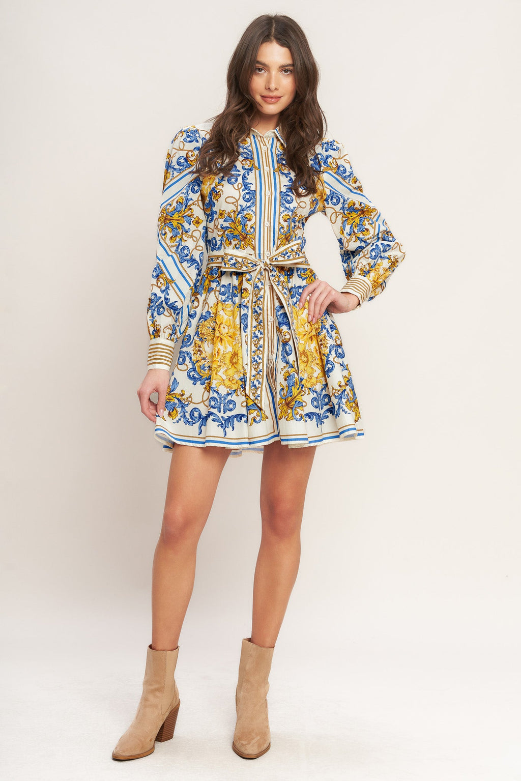 ROYAL CONTRAST PALETTE WOVEN MINI DRESS