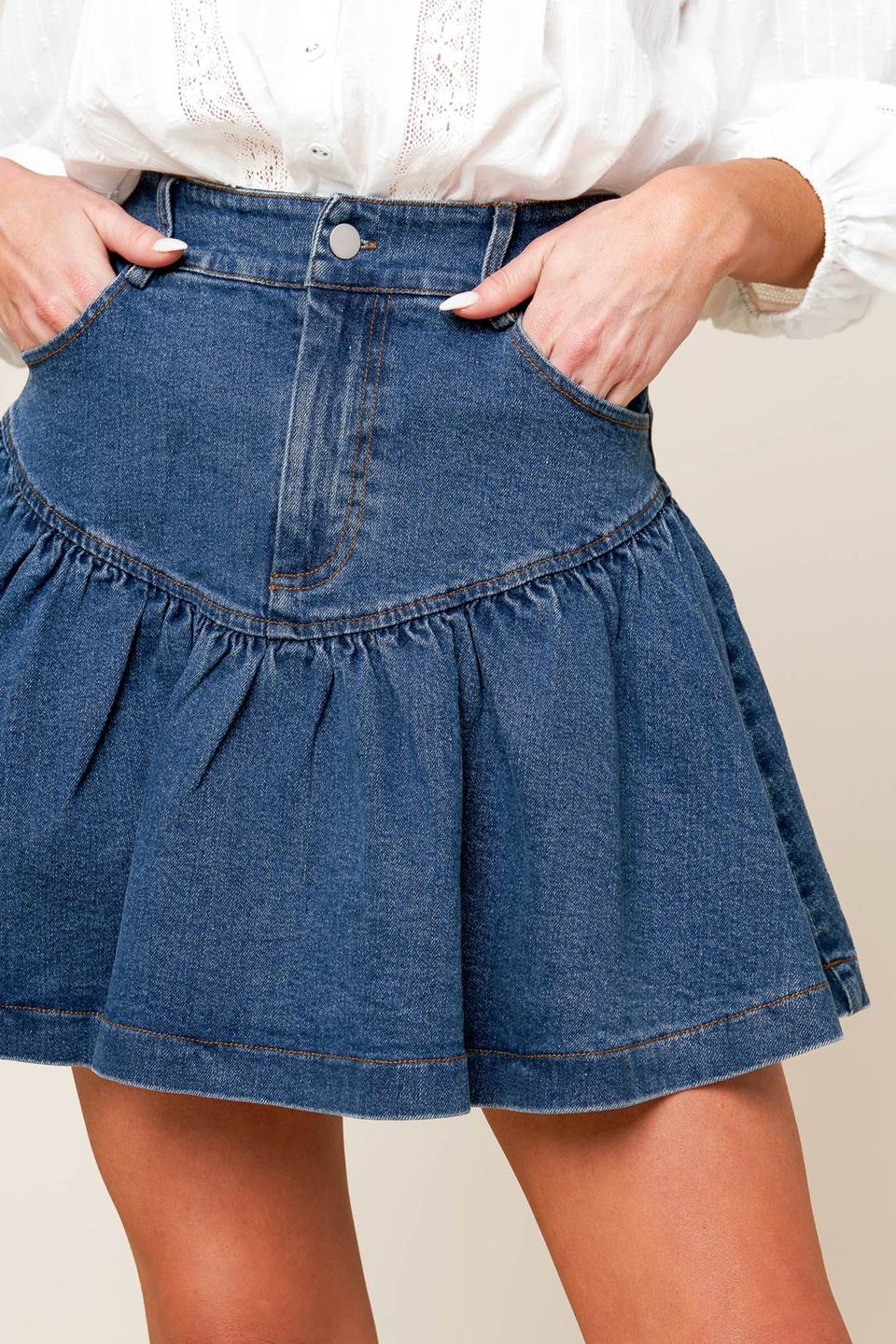 FENICIA INDIGO DENIM MINI SKORT