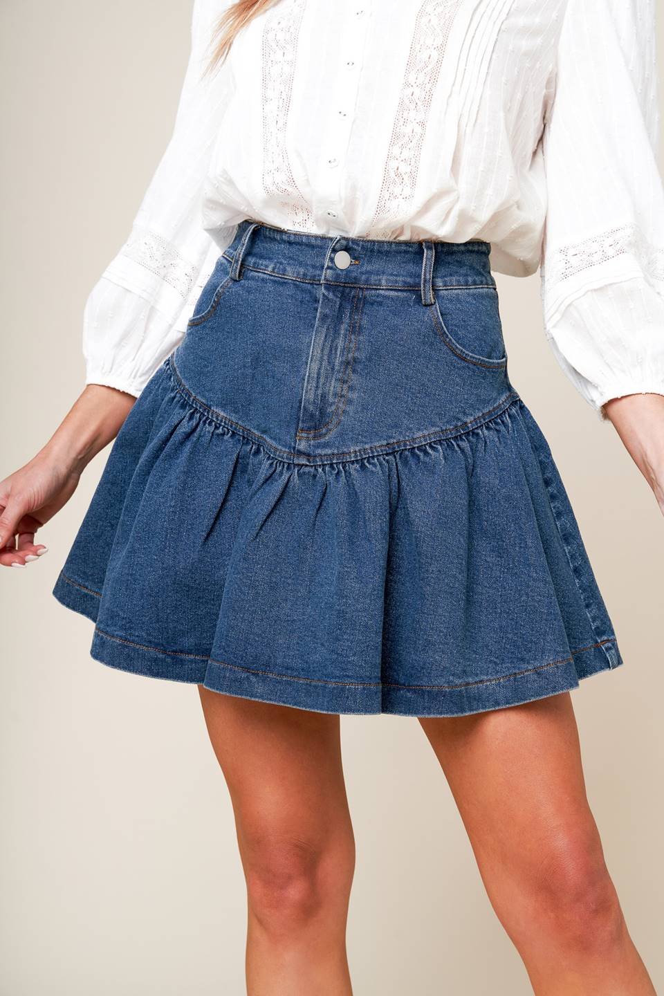 FENICIA INDIGO DENIM MINI SKORT
