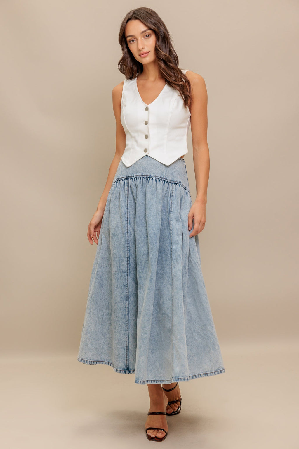 AMERICAN BLEND DENIM MIDI SKIRT