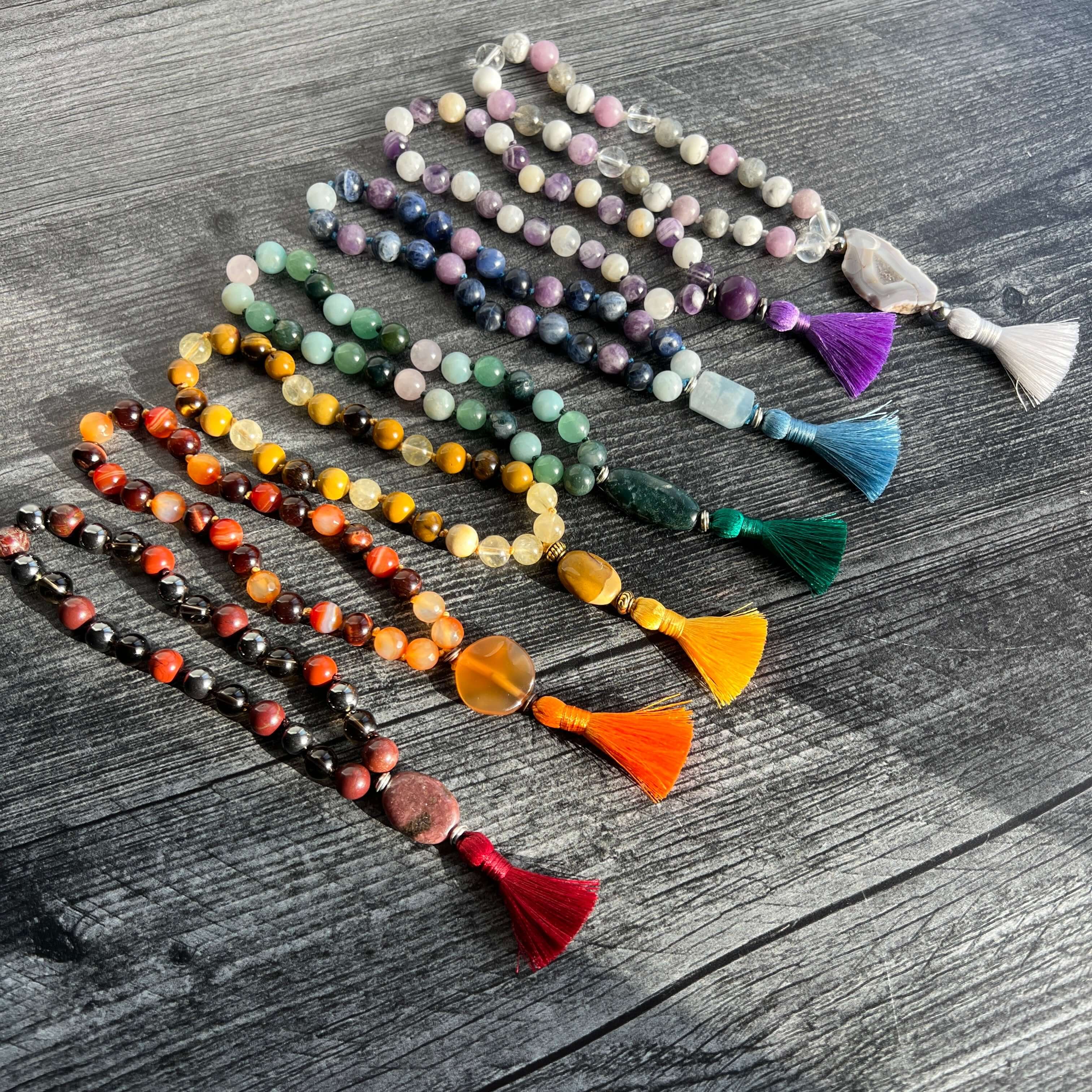 Sacral Chakra Meditation Mala – 27 Beads of Carnelian & Red Tiger Eye