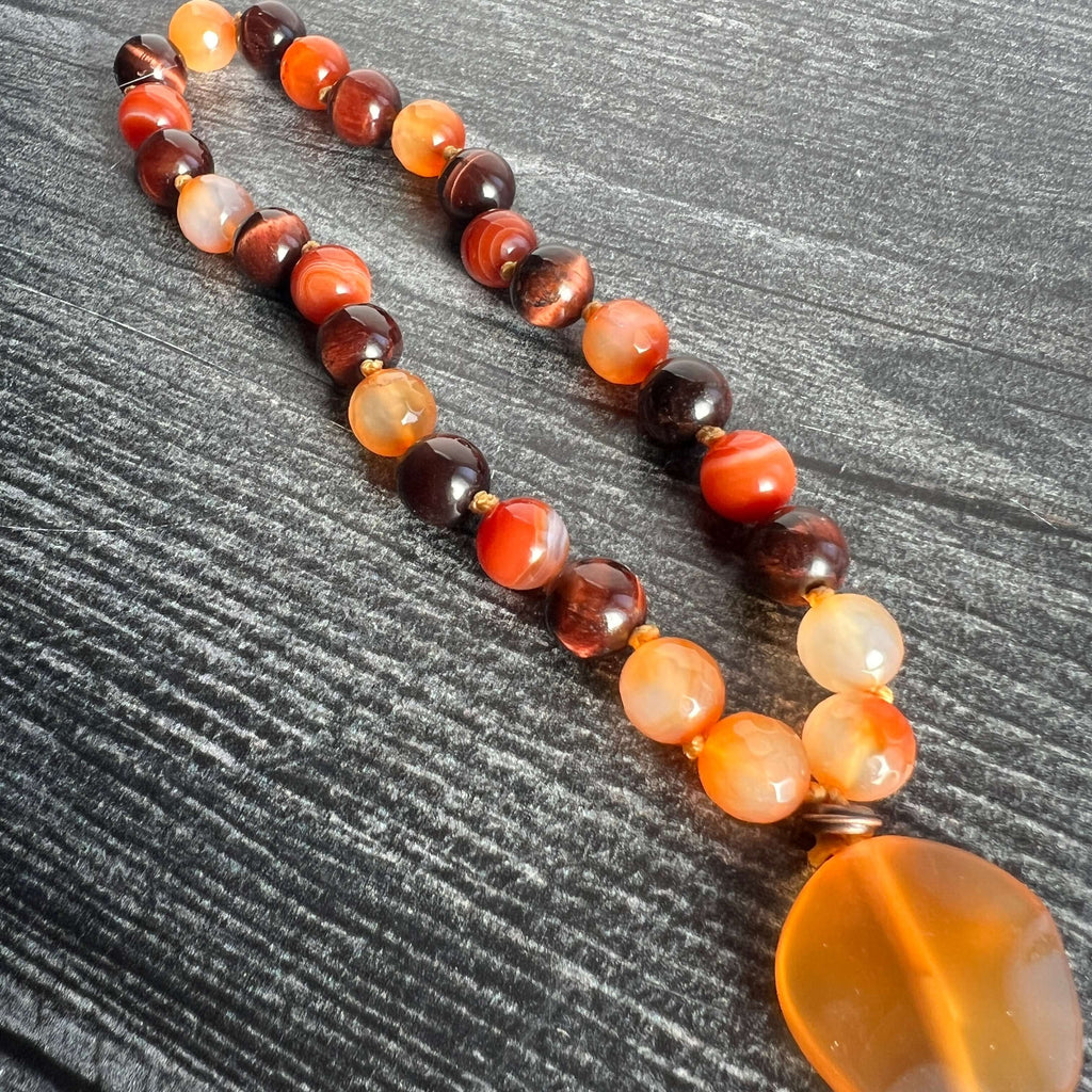 Sacral Chakra Meditation Mala – 27 Beads of Carnelian & Red Tiger Eye
