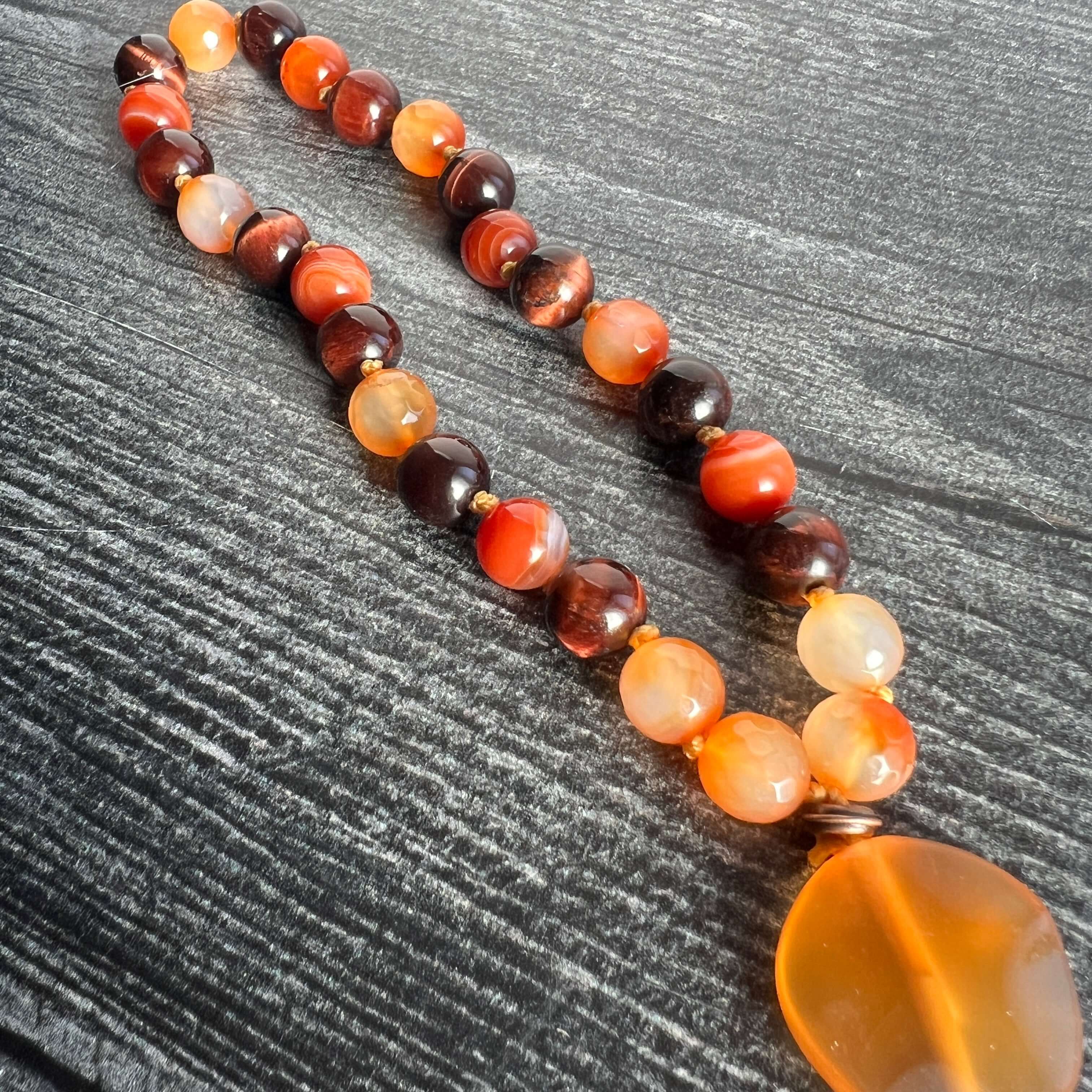Sacral Chakra Meditation Mala – 27 Beads of Carnelian & Red Tiger Eye