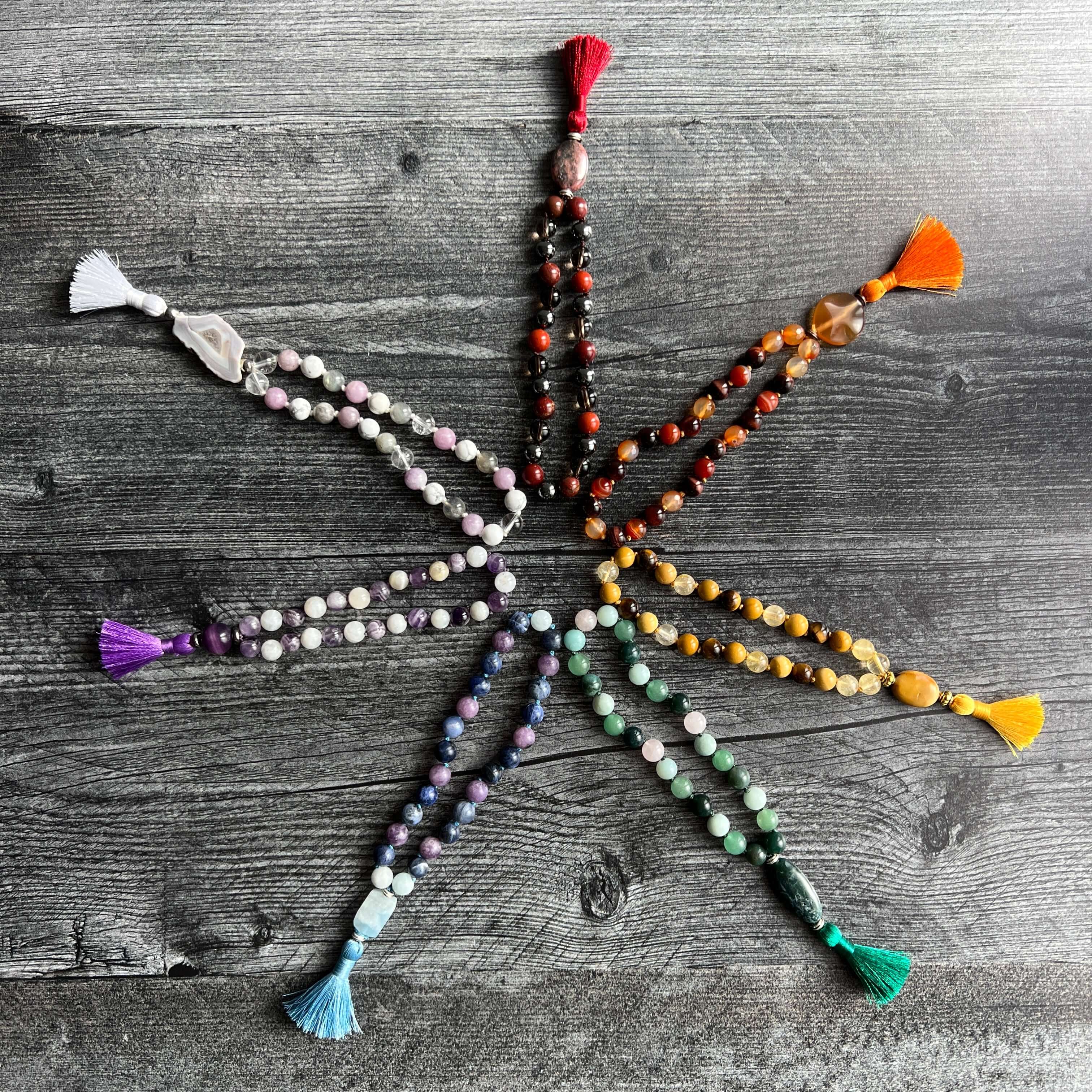 Sacral Chakra Meditation Mala – 27 Beads of Carnelian & Red Tiger Eye