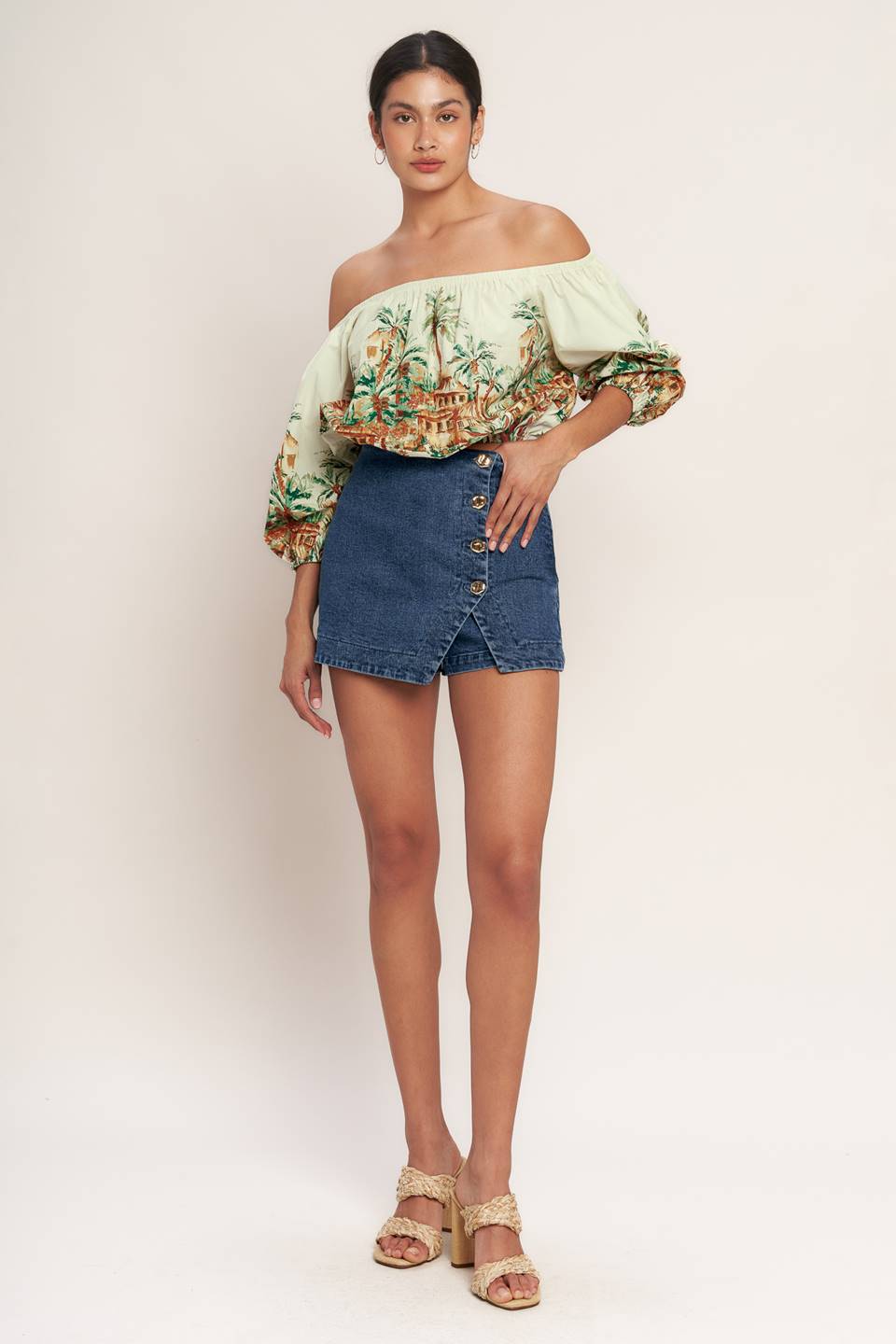 ISLAND TIME ONLY WOVEN CROP TOP